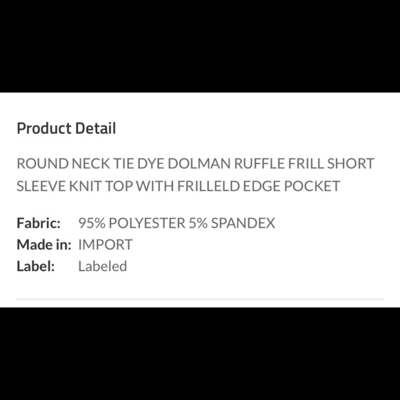 Tye Die Dolman Ruffle Knit Top with Pocket - Picture 5 of 6